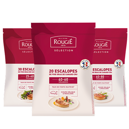 Raw Duck Foie Gras Slices Slanted Cut - Rougié